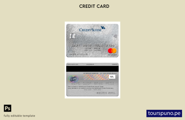 lista para imprimir plantilla de mastercard del banco Credit Suisse de Suiza